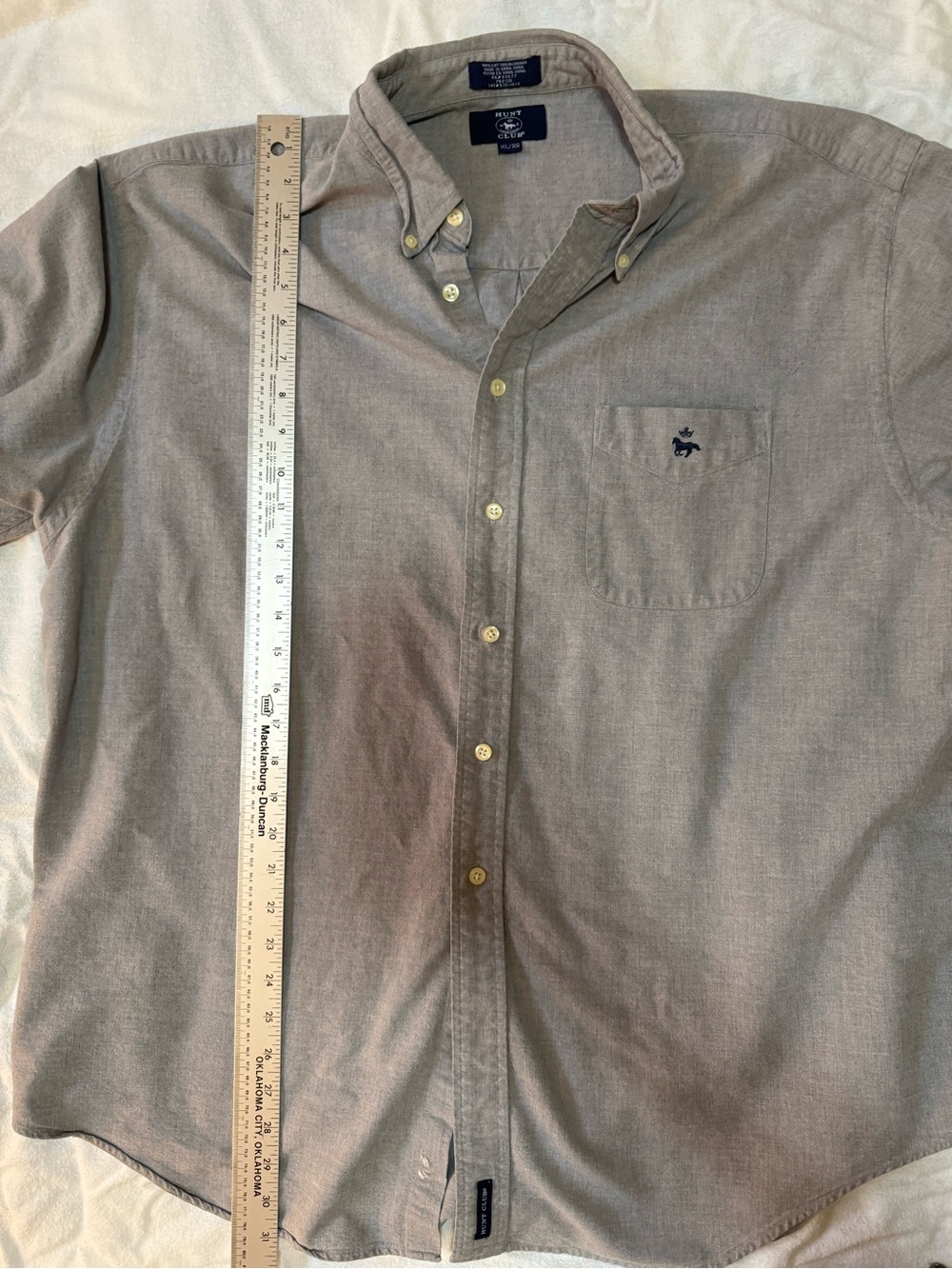 Hunt Club Collection Men’s XL Gray 100% Cotton Button Up Shirt Long Sleeve